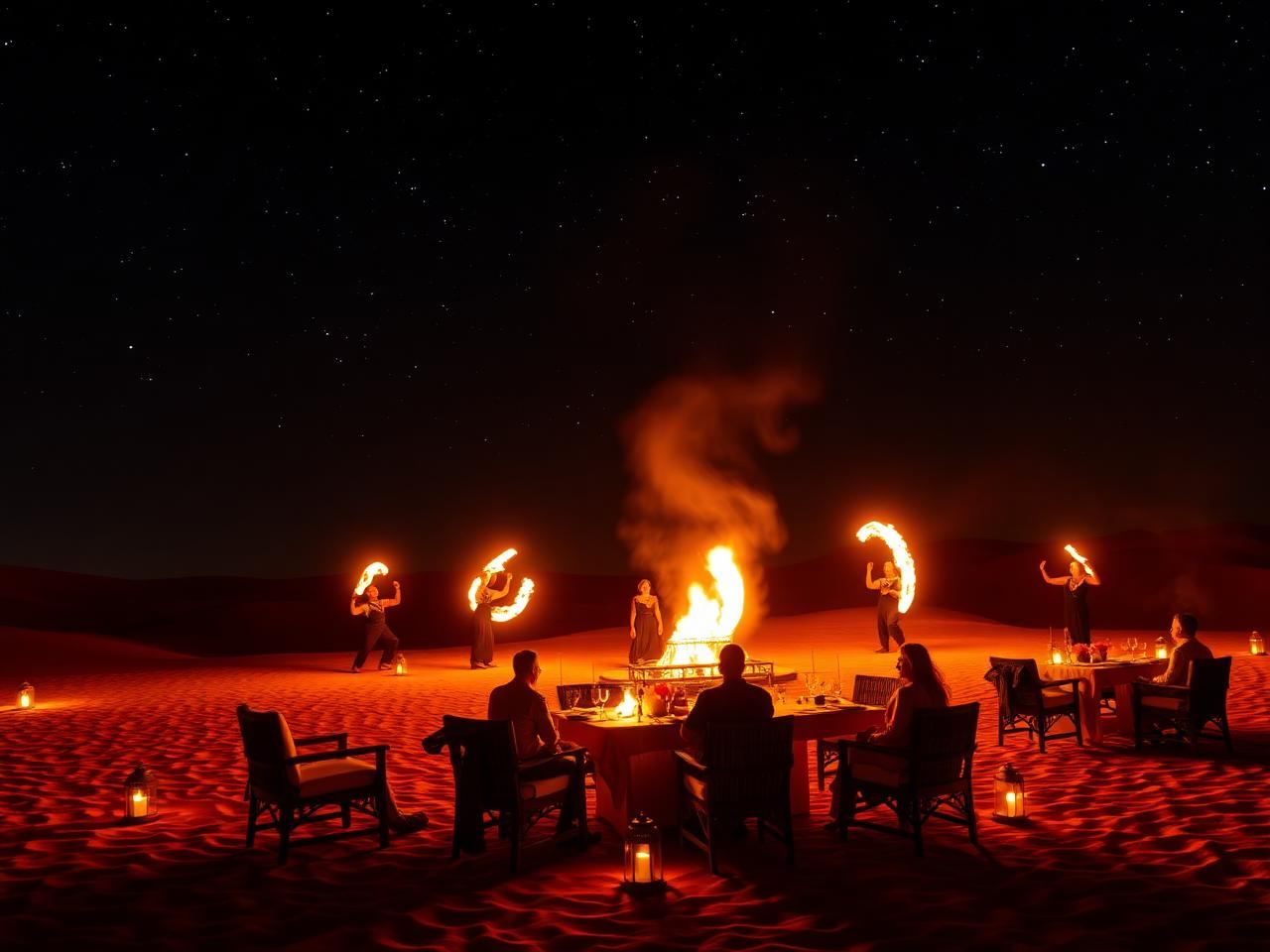 Fire show under the stars